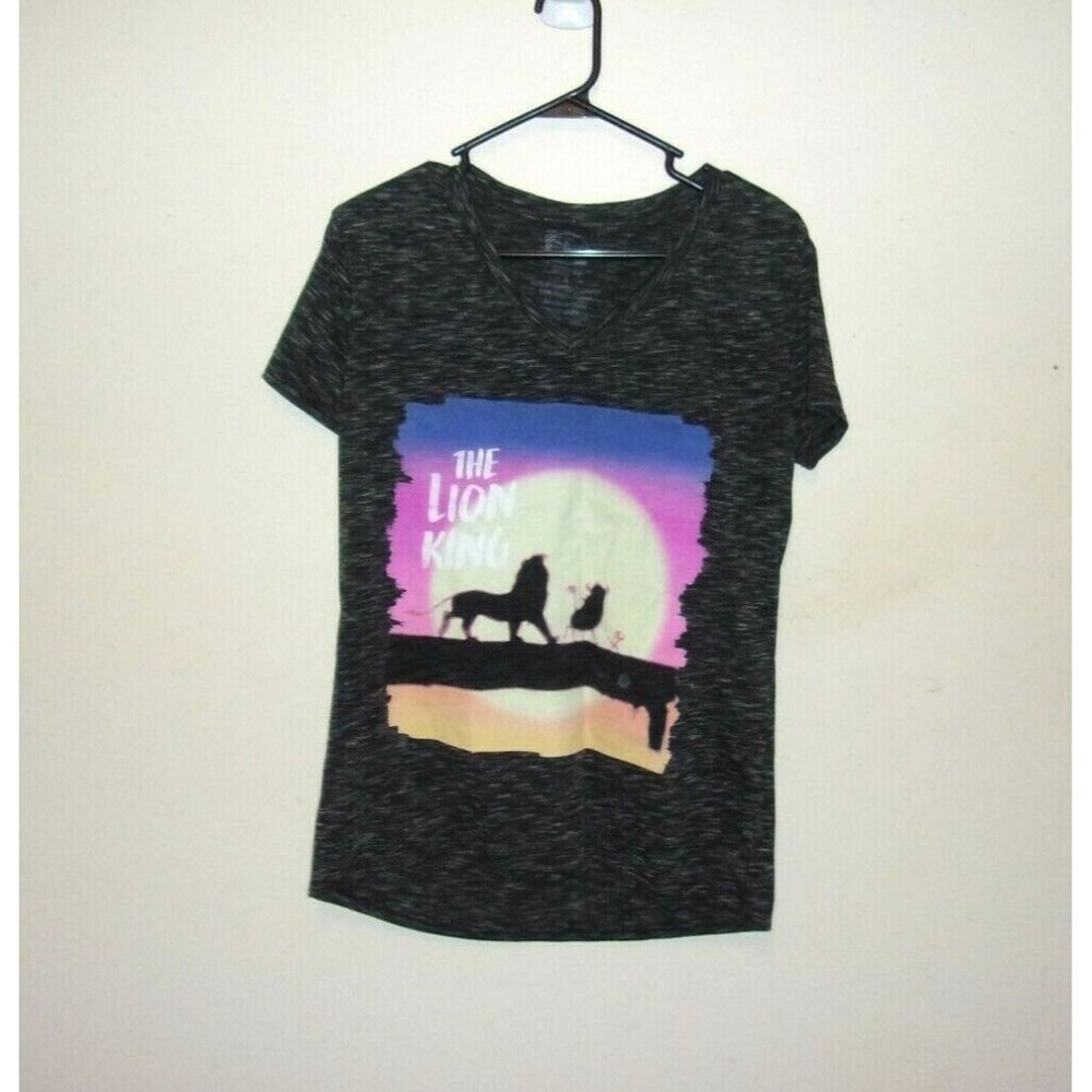 Disney Lion King‎ Graphic T-Shirt Gray V-Neck Space Dye Womens Large L